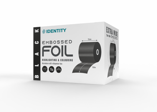 Identity foil Black 12cm X 100m Embossed