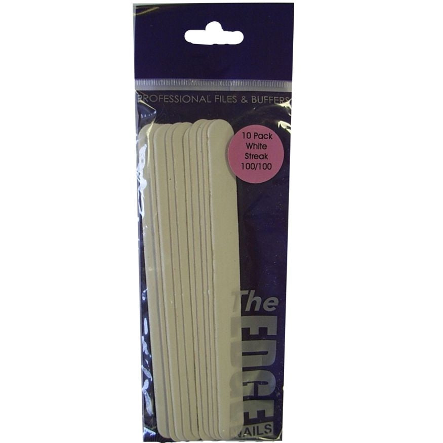 The Edge Emery Board White Streak 100/100 Grit 10 pack