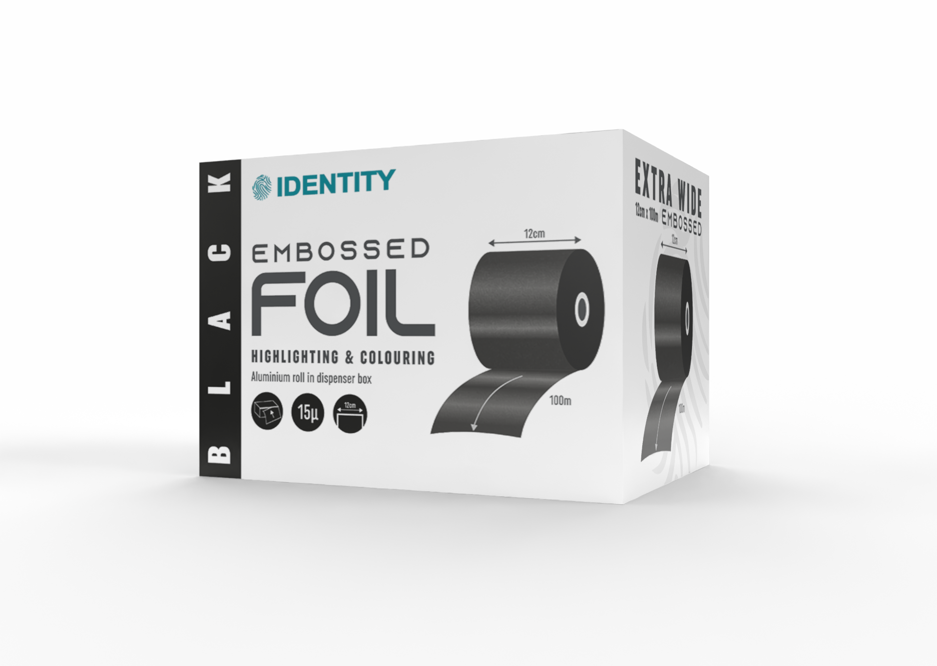 Identity foil Black 12cm X 100m Embossed